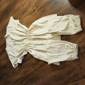 Stretchtech Cream Utility Style Quick Dry Wind Breaker JumpSuit LLL